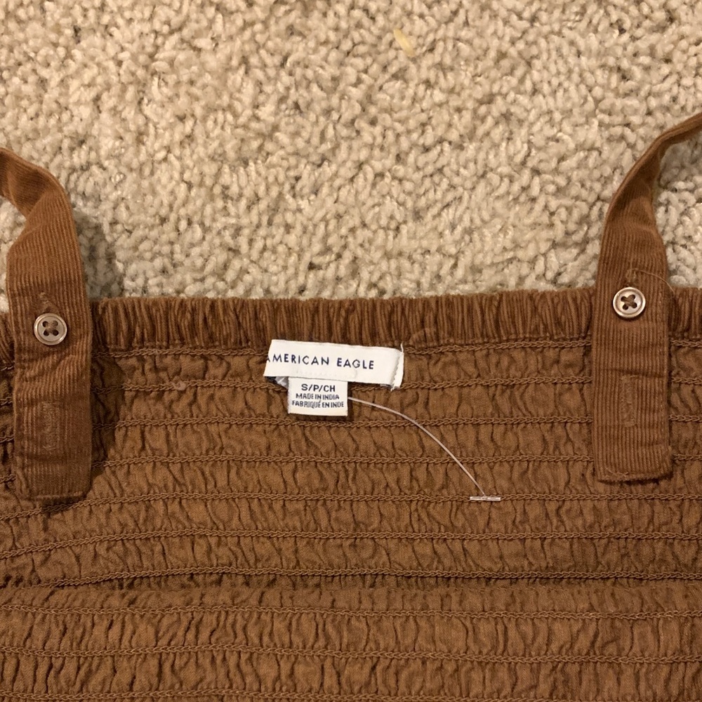 NWOT American Eagle Women Brown Smocked Ruffle Bottom Sleeveless Crop Top Small - Picture 5 of 8